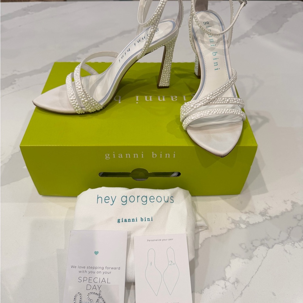 Gianni Bini Pearl White Strappy Heels